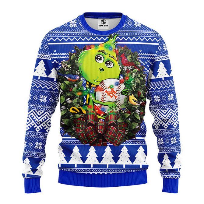 New York Mets Grinch Hug Ugly Christmas Sweater