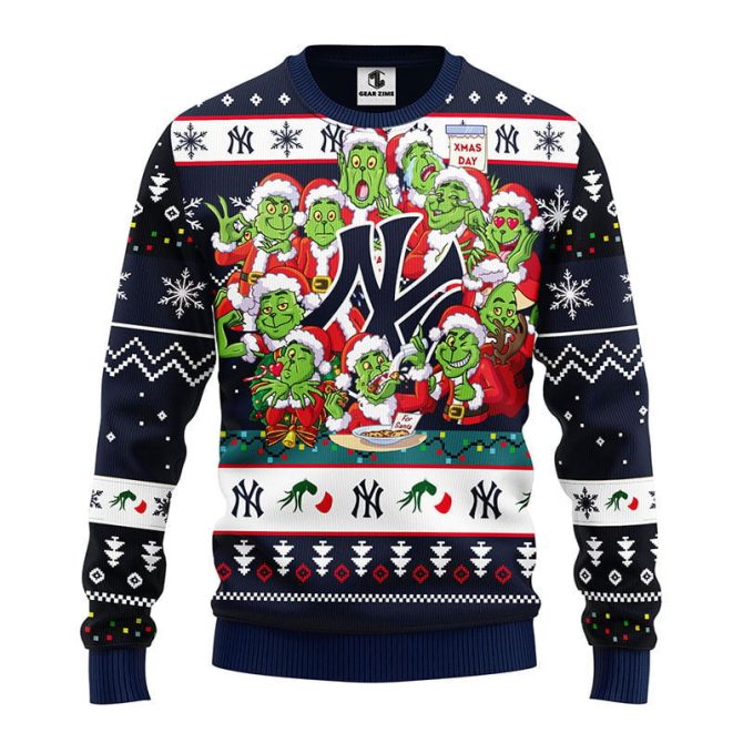 New York Yankees 12 Grinch Xmas Day Ugly Christmas Sweater