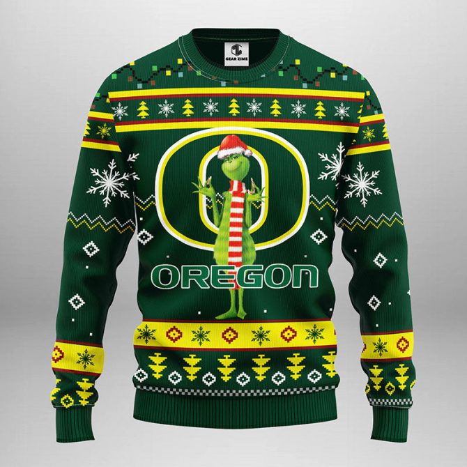 Oregon Ducks Funny Grinch Ugly Christmas Sweater