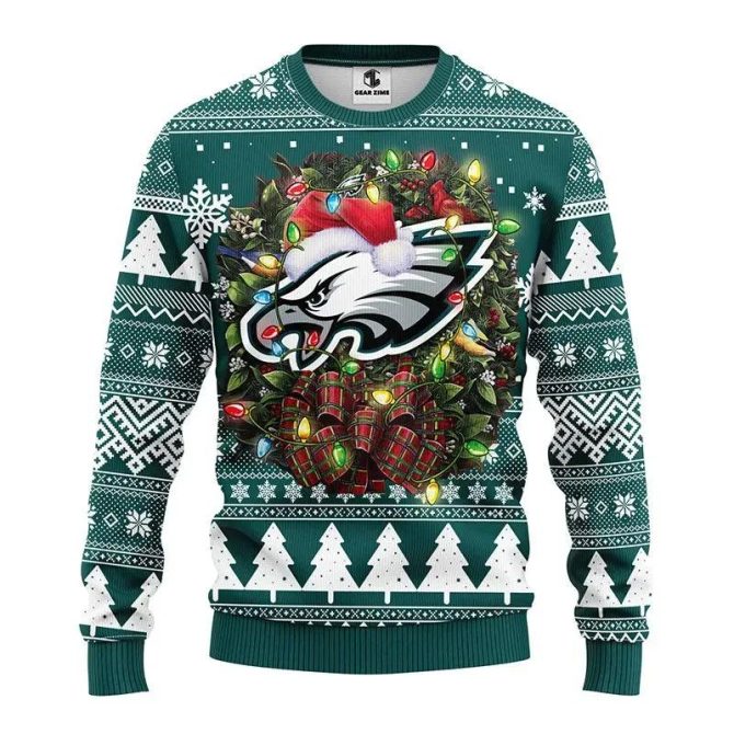 Philadelphia Eagles Sweatshirt Christmas Snowflakes, Philadelphia Eagles Ugly Sweater