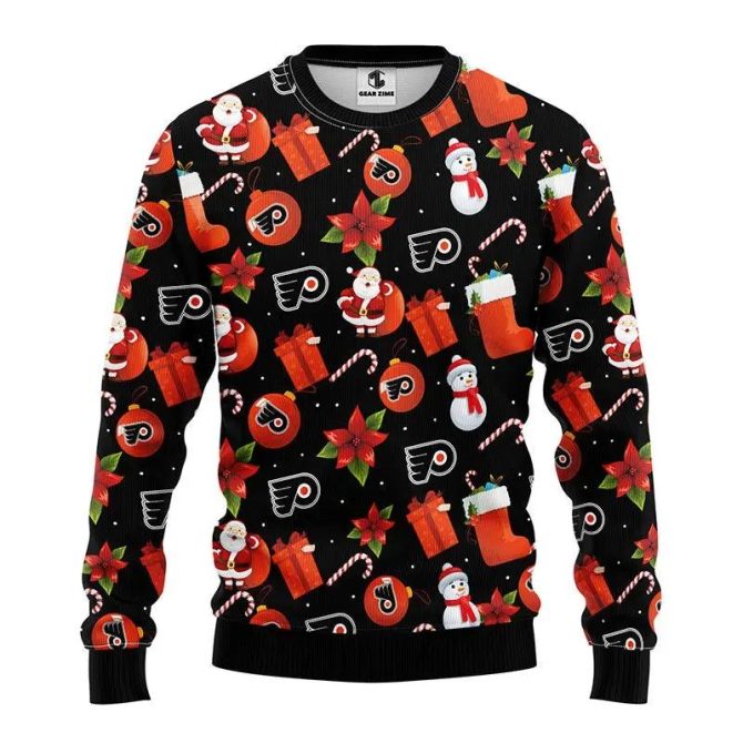 Philadelphia Flyers Santa Claus Snowman Ugly Christmas Sweater, NHL Christmas Sweater