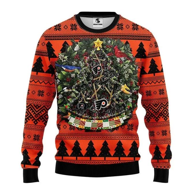 Philadelphia Flyers Tree Ball Ugly Christmas Sweater, NHL Christmas Sweater
