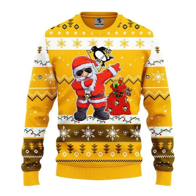Pittsburgh Penguins Dabbing Santa Claus Ugly Christmas Sweater, NHL Christmas Sweater