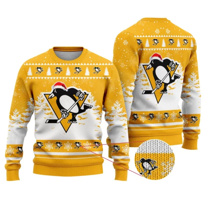 NHL Pittsburgh Penguins Personalized Name Christmas Design Ugly Sweater ST2301