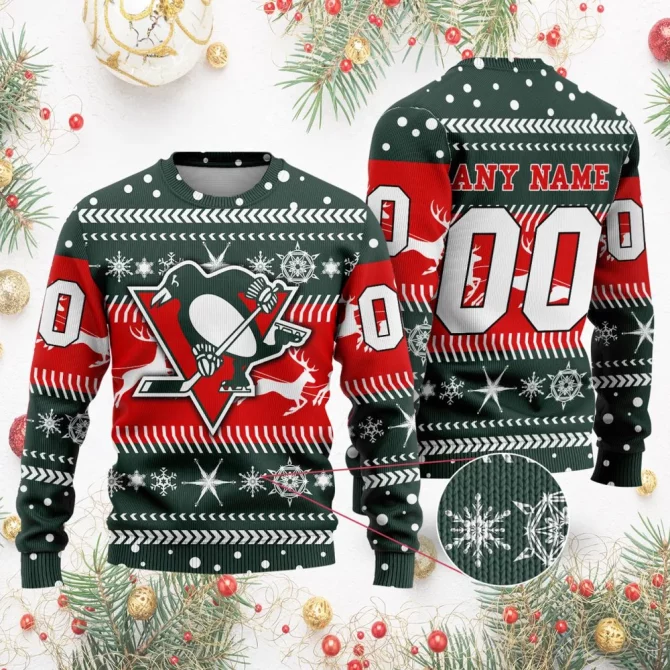NHL Pittsburgh Penguins | Personalized Name &amp; Number Unisex Sweater For Christmas Season