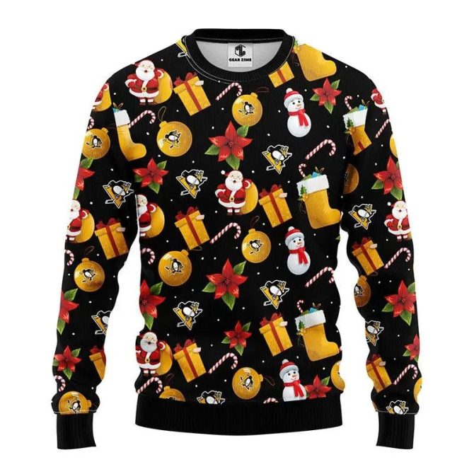 Pittsburgh Penguins Santa Claus Snowman Ugly Christmas Sweater, NHL Christmas Sweater