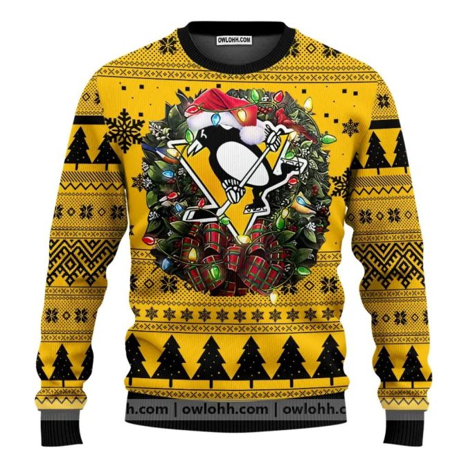 Pittsburgh Penguins Santa Hat Ugly Christmas Sweater, NHL Christmas Sweater