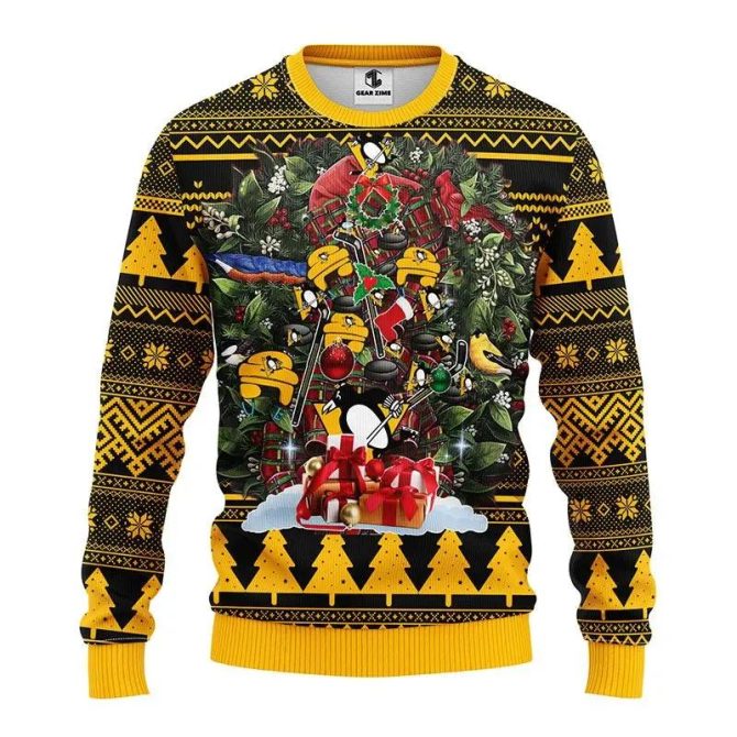 Pittsburgh Penguins Tree Ball Ugly Christmas Sweater, NHL Christmas Sweater