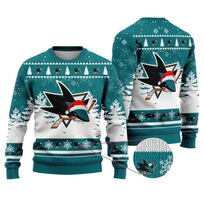 NHL San Jose Sharks Personalized Name Christmas Design Ugly Sweater ST2301