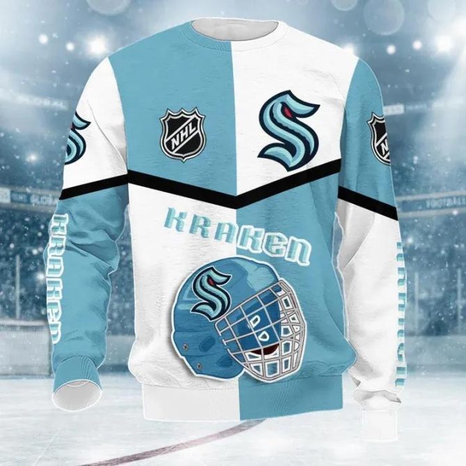 Seattle Kraken Big Logo Ugly Christmas Sweater, NHL Christmas Sweater