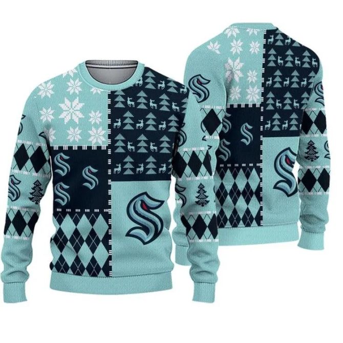 Seattle Kraken Ice Hockey Ugly Christmas Sweater, NHL Christmas Sweater