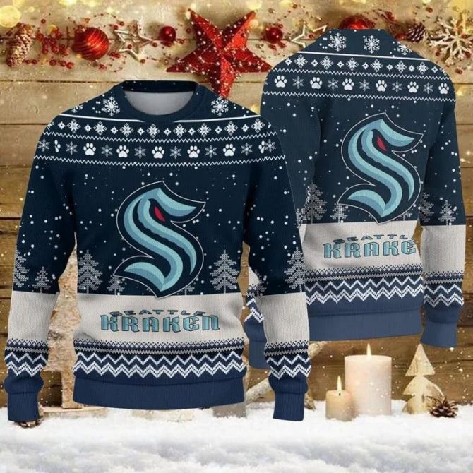 Seattle Kraken NHL Ugly Christmas Sweater, NHL Christmas Sweater