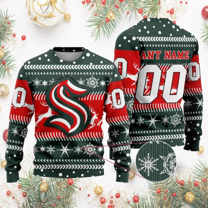 NHL Seattle Kraken | Personalized Name &amp; Number Unisex Sweater For Christmas Season