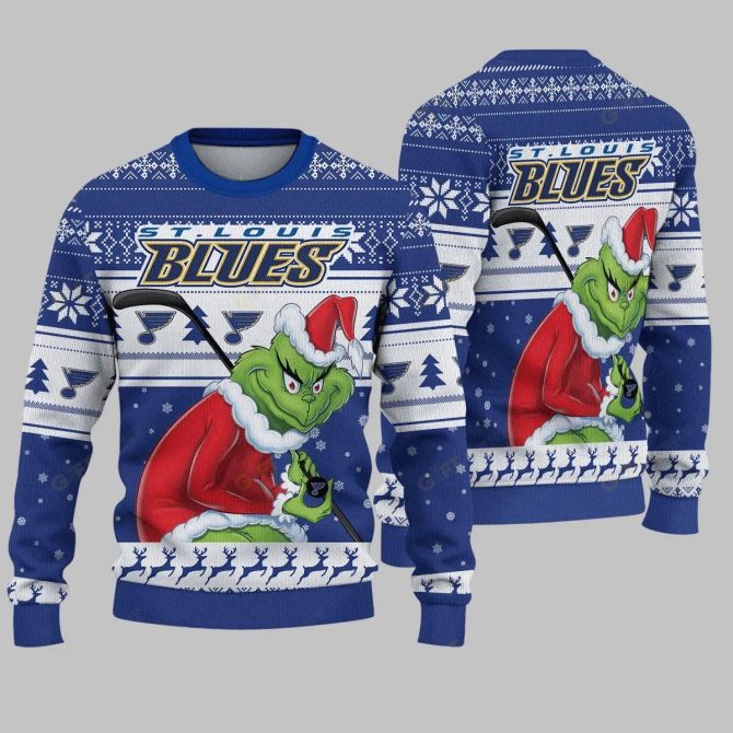 St. Louis Blues Grinch Stolen Ugly Christmas Sweater, NHL Christmas Sweater