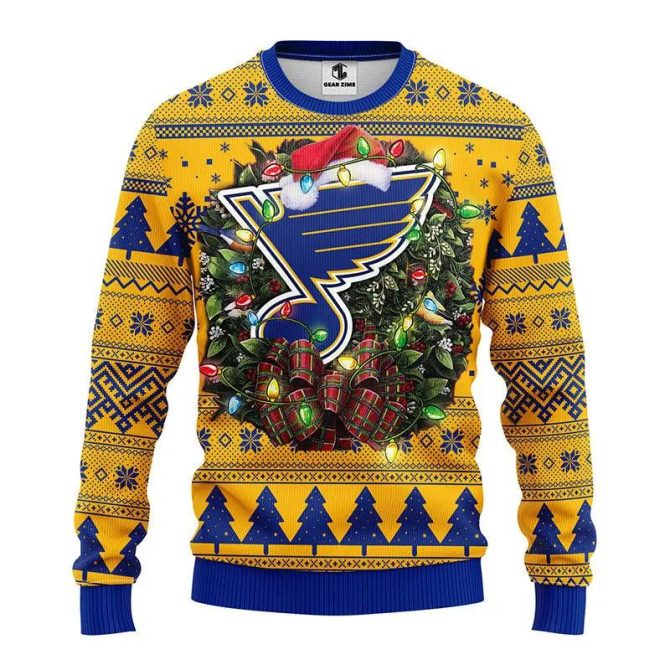 St. Louis Blues Santa Hat Ugly Christmas Sweater, NHL Christmas Sweater