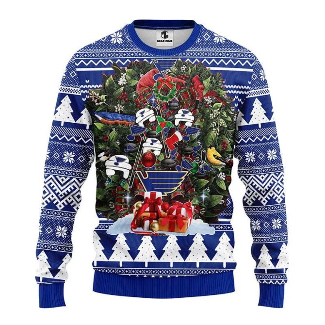St. Louis Blues Tree Christmas Ugly Sweater, NHL Christmas Sweater