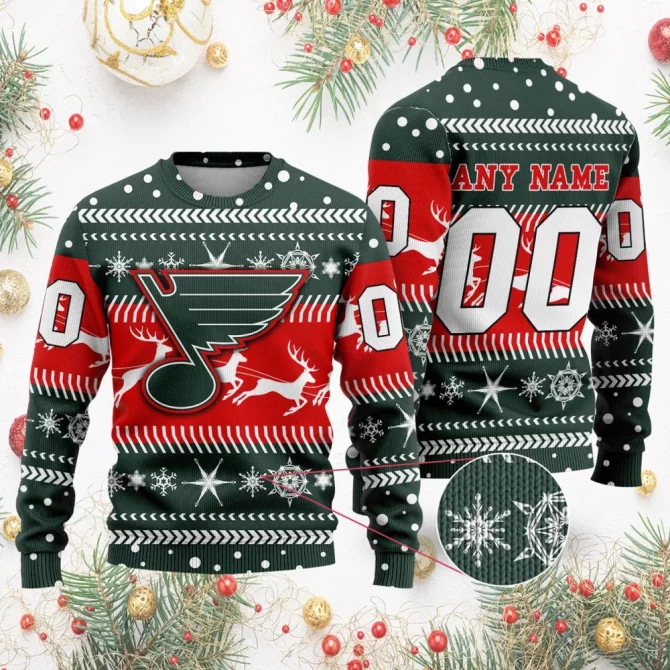 NHL St. Louis Blues | Personalized Name &amp; Number Unisex Sweater For Christmas Season