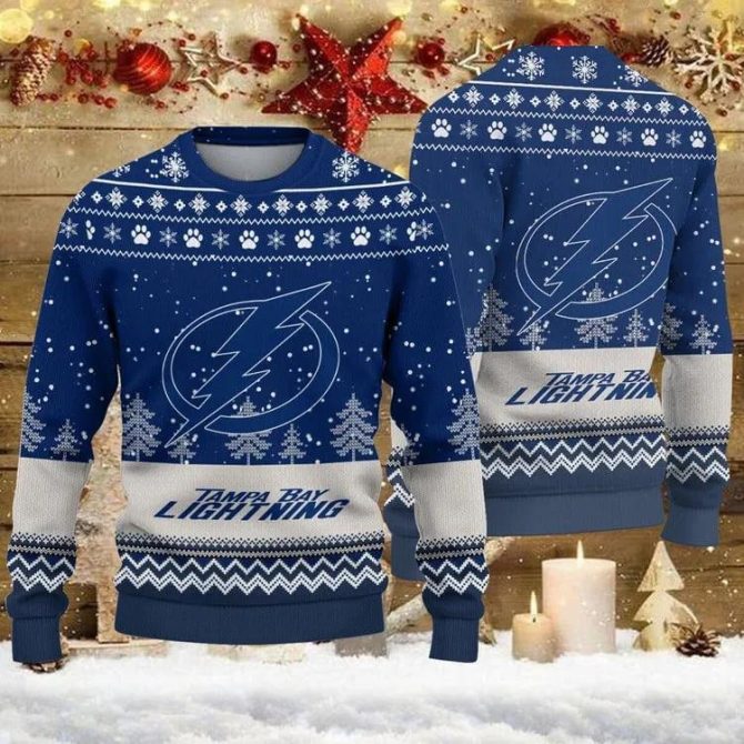 Tampa Bay Lightning Big Logo Ugly Christmas Sweater, NHL Christmas Sweater