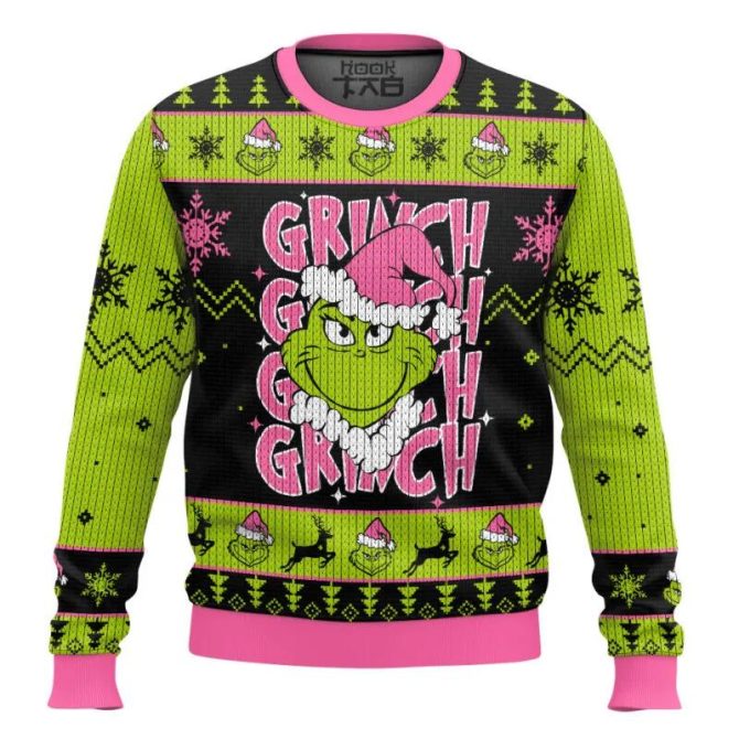 The Grinch Pink Ugly Sweater, Grinch Holiday Sweater