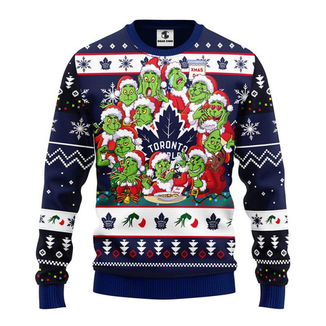 Toronto Maple Leafs 12 Grinch Xmas Day Ugly Christmas Sweater