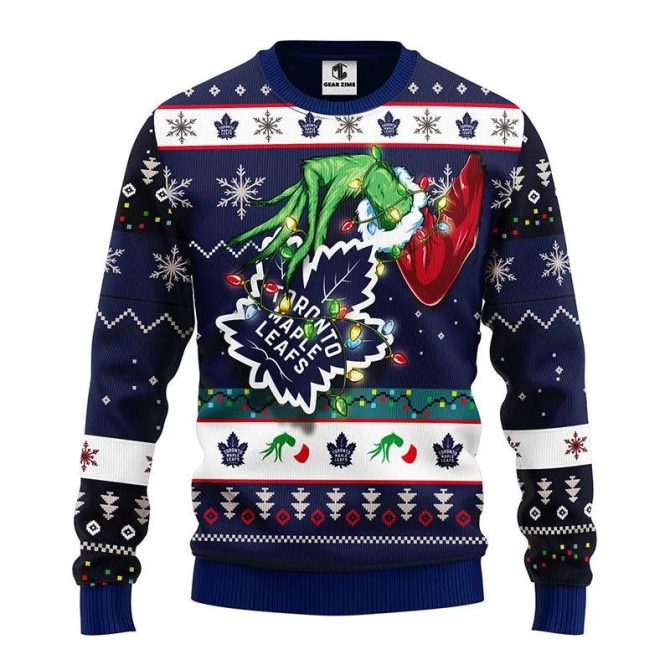 Toronto Maple Leafs Grinch Ugly Christmas Sweater, NHL Christmas Sweater