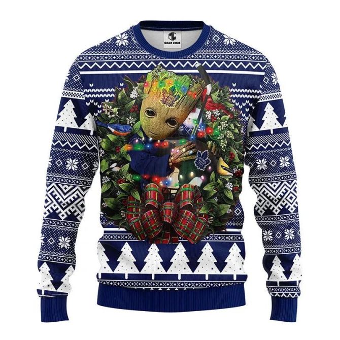 Toronto Maple Leafs Groot Hug Ugly Christmas Sweater, NHL Christmas Sweater