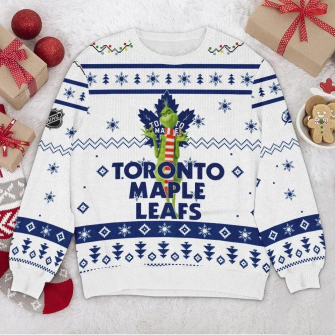 Toronto Maple Leafs NHL Grinch Ugly Christmas Sweater, NHL Christmas Sweater