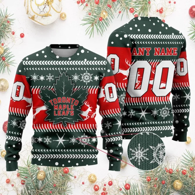 NHL Toronto Maple Leafs | Personalized Name &amp; Number Unisex Sweater For Christmas Season