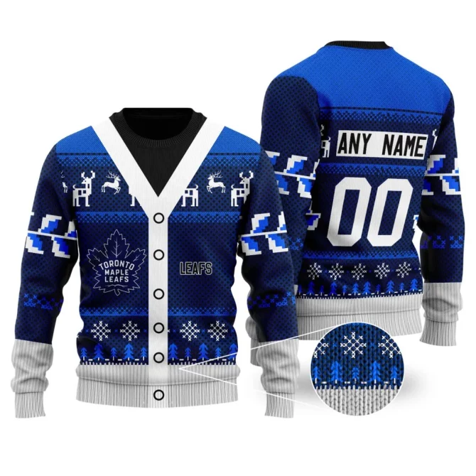 NHL Toronto Maple Leafs | Personalized Name &amp; Number Unisex Sweater For Christmas Season