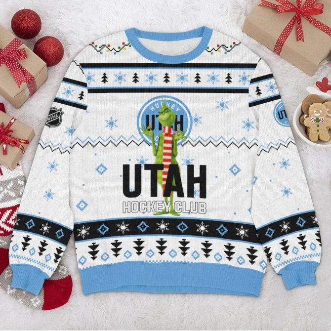 Utah Hockey Club NHL Grinch Ugly Christmas Sweater, NHL Christmas Sweater