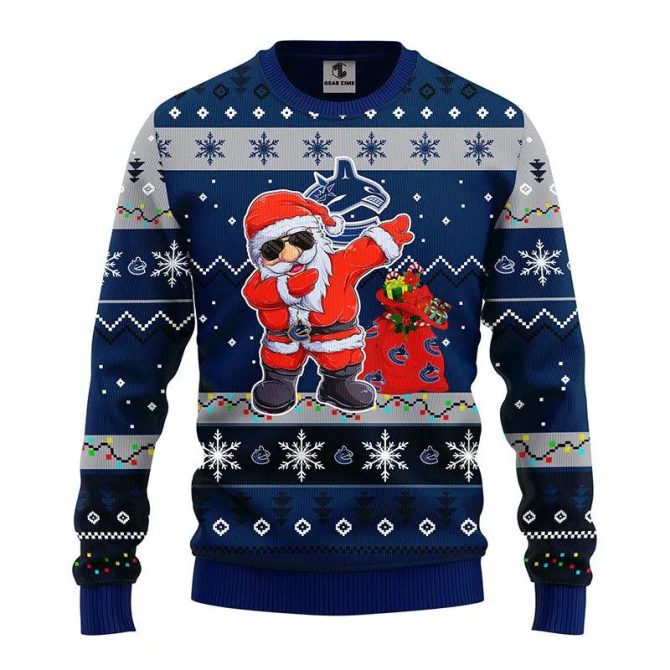 Vancouver Canucks Dabbing Santa Claus Ugly Christmas Sweater, NHL Christmas Sweater