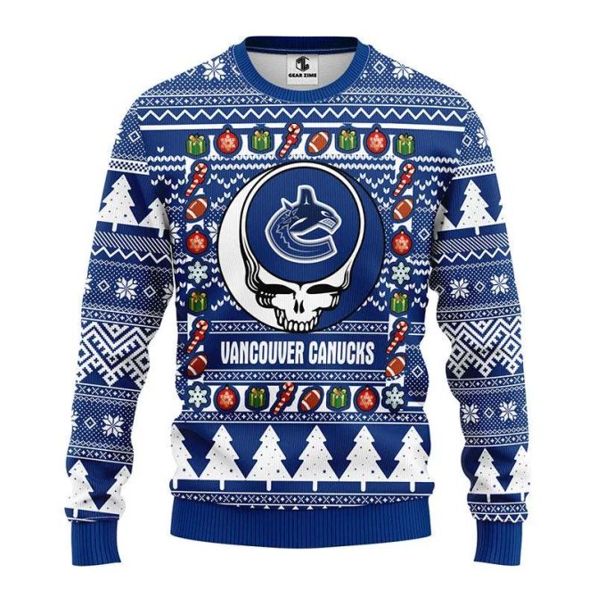 Vancouver Canucks Grateful Dead Ugly Christmas Sweater, NHL Christmas Sweater