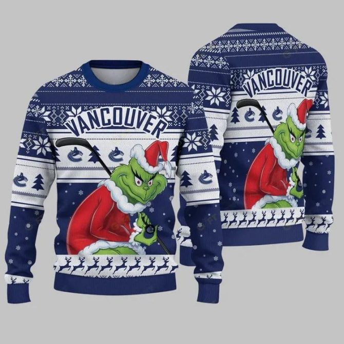 Vancouver Canucks Grinch Stolen Ugly Christmas Sweater, NHL Christmas Sweater