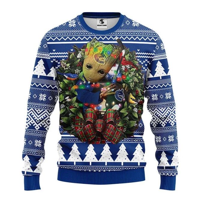 Vancouver Canucks Groot Hug Ugly Christmas Sweater, NHL Christmas Sweater