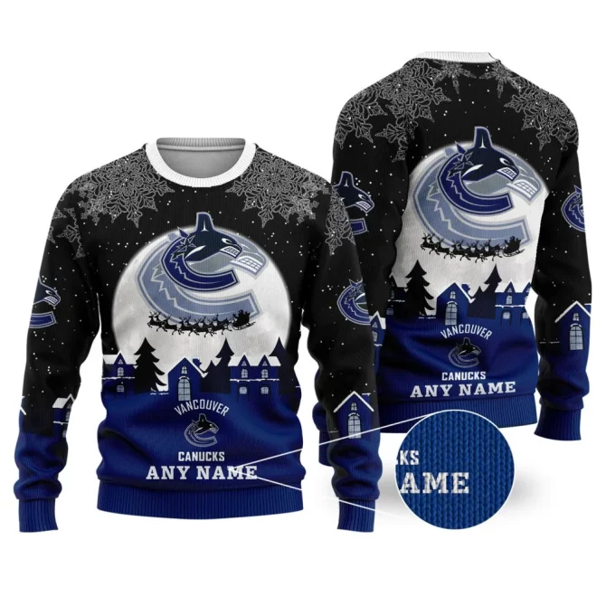 NHL Vancouver Canucks Personalized Name Christmas Ugly Sweater Design ST2306