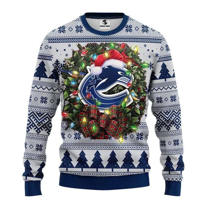 Vancouver Canucks Santa Hat Ugly Christmas Sweater, NHL Christmas Sweater