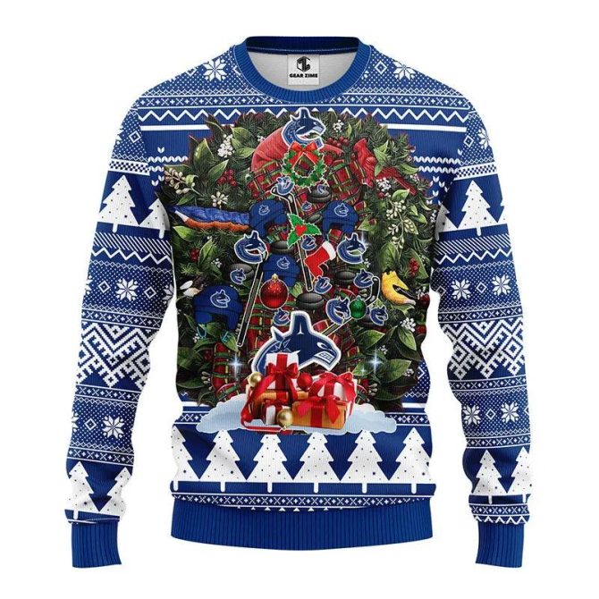 Vancouver Canucks Tree Christmas Ugly  Sweater, NHL Christmas Sweater