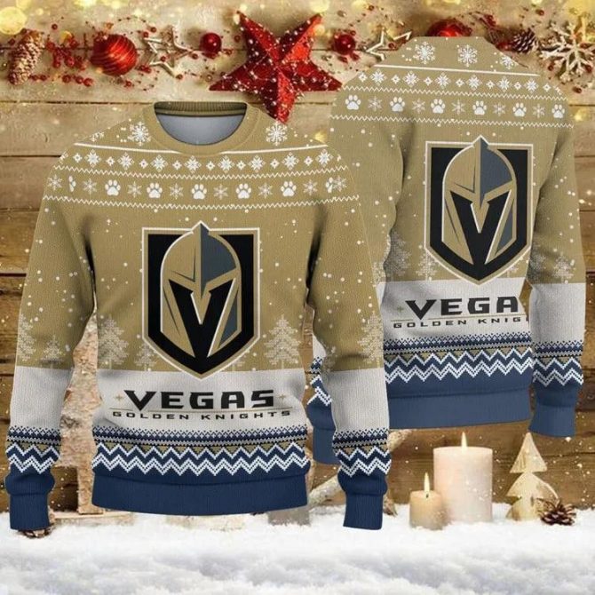 Vegas Golden Knights Big Logo Ugly Christmas Sweater, NHL Christmas Sweater