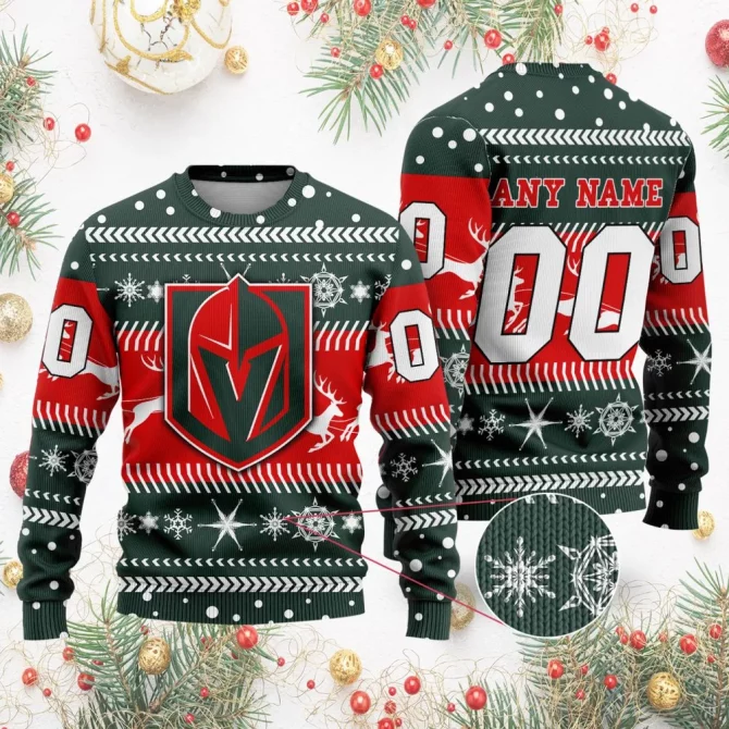 NHL Vegas Golden Knights | Personalized Name &amp; Number Unisex Sweater For Christmas Season