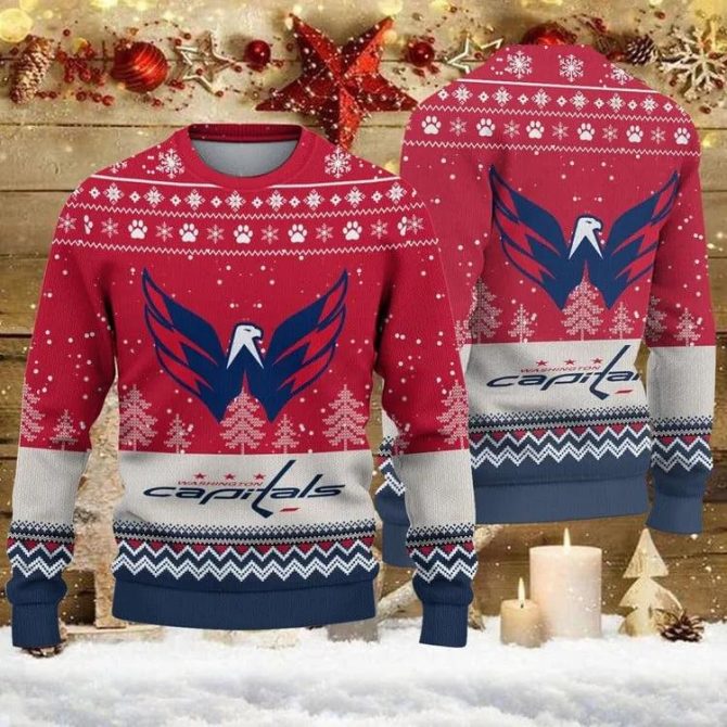 Washington Capitals Big Logo Ugly Christmas Sweater, NHL Christmas Sweater