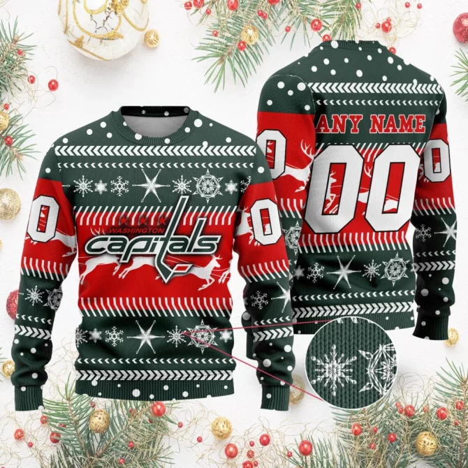 NHL Washington Capitals | Personalized Name &amp; Number Unisex Sweater For Christmas Season