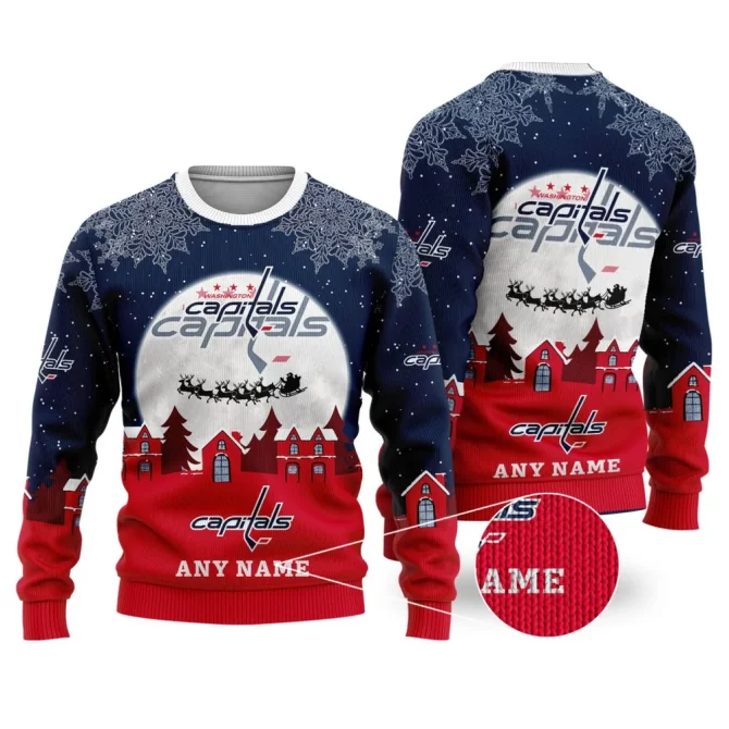 NHL Washington Capitals Personalized Name Christmas Ugly Sweater Design ST2306
