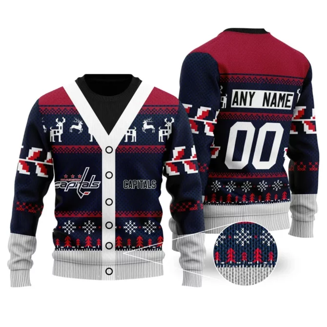 NHL Washington Capitals | Personalized Name &amp; Number Unisex Sweater For Christmas Season