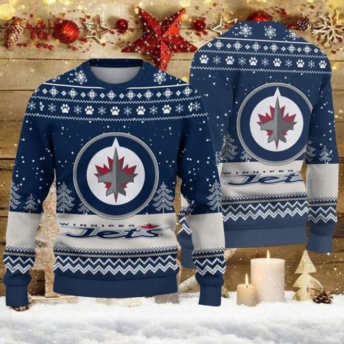 Winnipeg Jets Big Logo Ugly Christmas Sweater, NHL Christmas Sweater