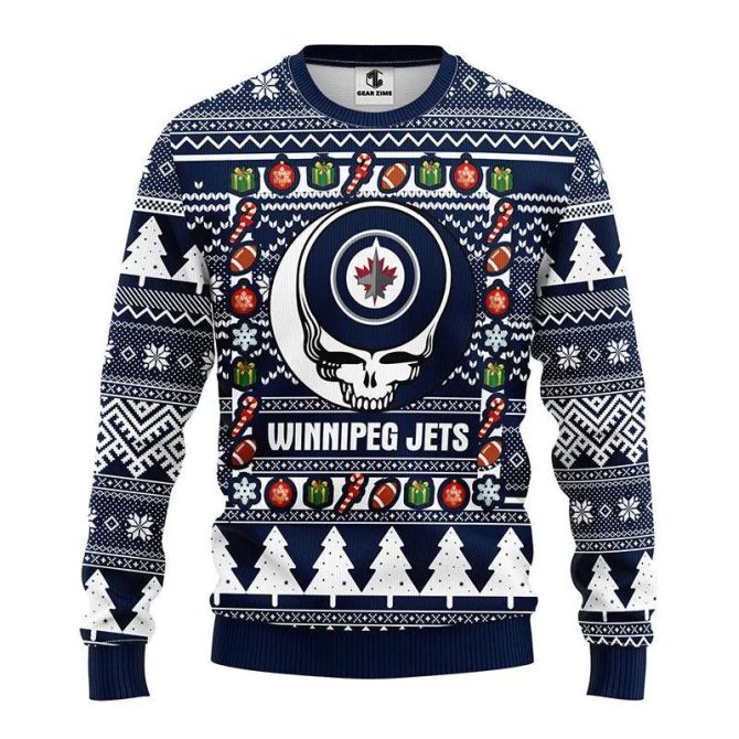 Winnipeg Jets Grateful Dead Ugly Christmas Sweater, NHL Christmas Sweater