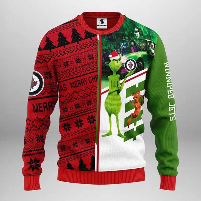 Winnipeg Jets Grinch &amp; Scooby?Doo Ugly Christmas Sweater, NHL Christmas Sweater