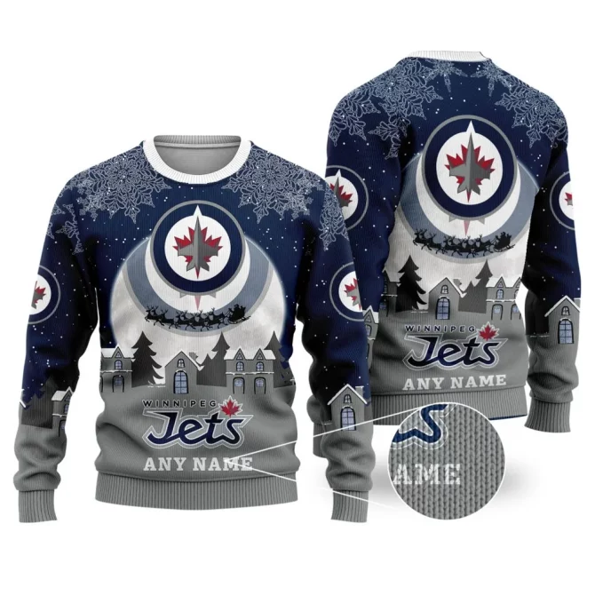 NHL Winnipeg Jets Personalized Name Christmas Ugly Sweater Design ST2306