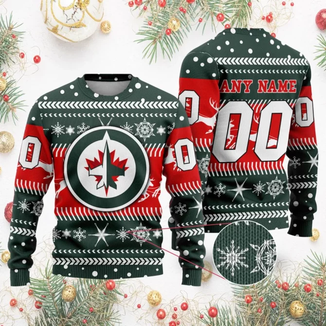 NHL Winnipeg Jets | Personalized Name &amp; Number Unisex Sweater For Christmas Season