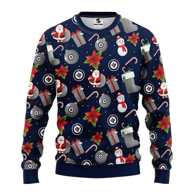 Winnipeg Jets Santa Claus Snowman Ugly Christmas Sweater, NHL Christmas Sweater